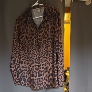 Leopard Print Long Sleeve Blouse